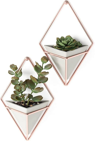 Umbra Trigg Soporte decorativo de pared multifuncional, juego de 2, Tereftalato de polibutileno, Concreto/Cobre